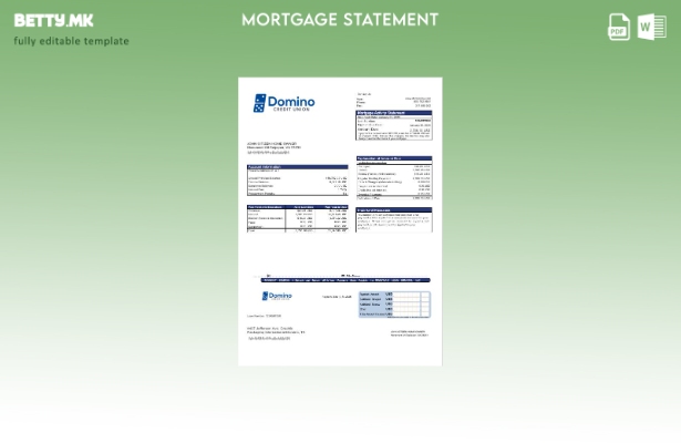 модерен стил USA Bank of Domino извештај за хипотека во шаблон формати Word и PD